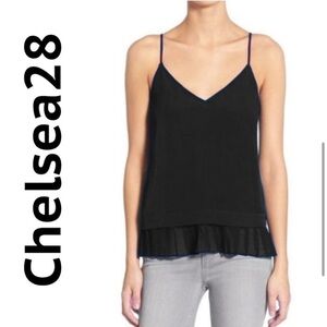 NWT Chelsea28 Spaghetti Strap Pleated Layered Black Cami Tank Size Small